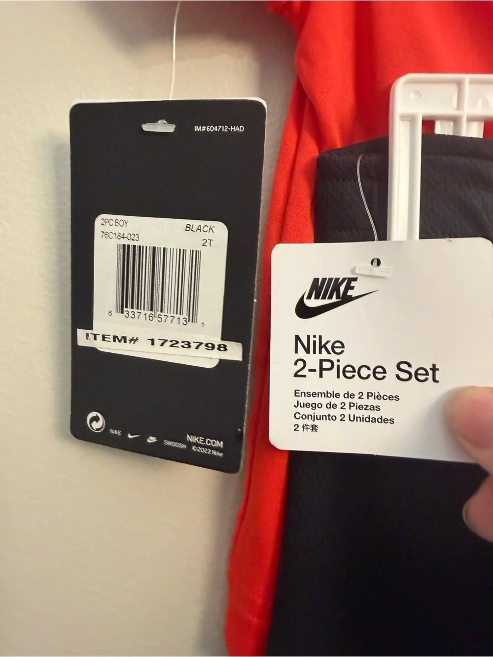 Nike Red 'JUST DO IT.' Tee with Black Swoosh Shorts - Kids 2T NWT